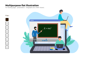 Ilustración plana multipropósito Aprendizaje en casa - Imagen vectorial