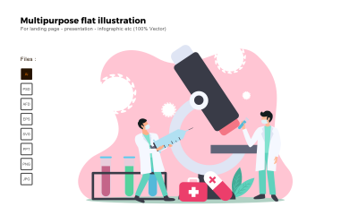 Ilustración plana multipropósito Virus de laboratorio médico - Imagen vectorial