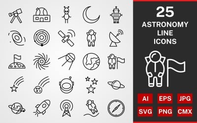 25 Astronomy LINE PACK Ikonuppsättning