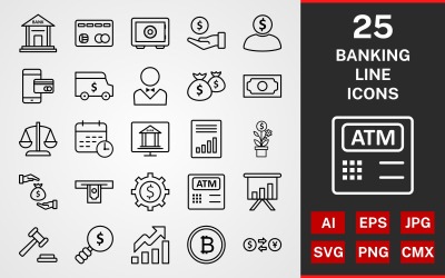 25 Bankacılık HAT PAKETİ Icon Set