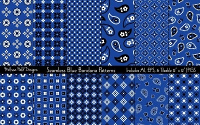 Blue Bandana Seamless Vector Pattern