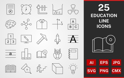 25 Education LINE PACK Icon Set