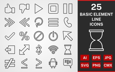 25 Grundelemente LINE PACK Icon Set