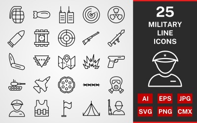 25 Militär LINE PACK Ikonuppsättning