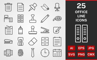 25 Office LINE PACK Icon Set