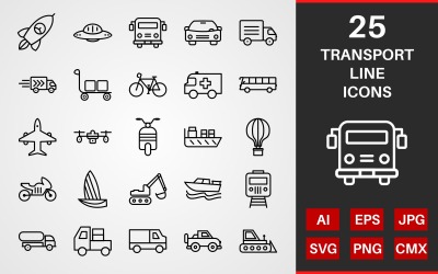 25 Transport LINE PACK Ikonuppsättning