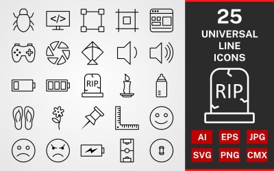 25 Universal LINE PACK Ikonuppsättning