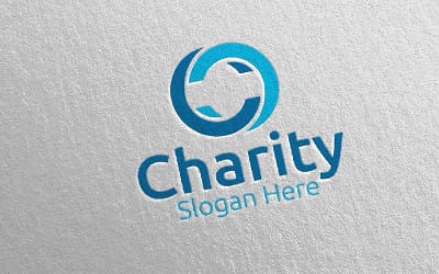 Letter C Charity Hand Love 51 Logo Template
