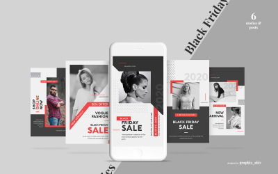BF Black Friday Sale Instagram Kit Vorlage für soziale Medien