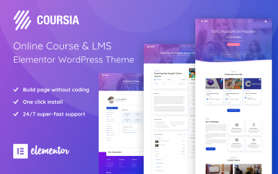 Coursia - Course &amp;amp; LMS WordPress Elementor Teması