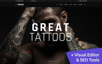 Responsywny szablon Moto CMS 3 InkPress - Tattoo Salon Moto CMS 3 Template #115075