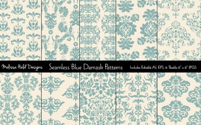 Seamless Blue Damask Pattern