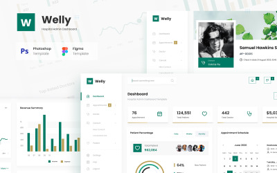 Welly - Hospital Admin Dashboard UI Elements #115061