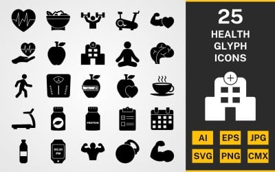 25 Health GLYPH PACK Icon Set
