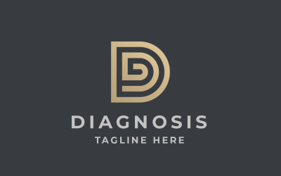 Plantilla de logotipo de letra D de diagnóstico