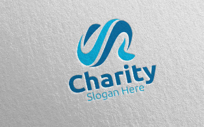 Modèle de logo lettre C Charity Hand Love 82