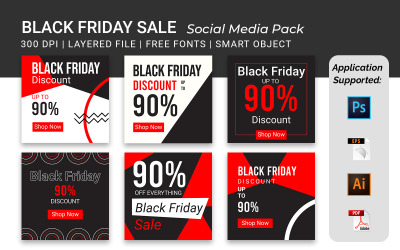 SQUARE Marketing Banner Pack Modello di social media