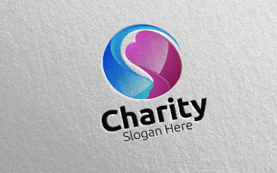 Plantilla de logotipo 3D Charity Hand Love 86