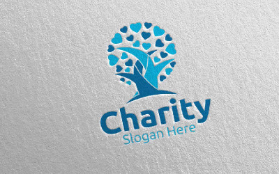 Modèle de logo Tree Charity Hand Love 80