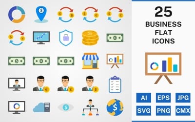 25 BUSINESS FLAT PACK Icon Set