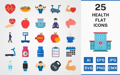 25 HEALTH FLAT PACK Icon Set