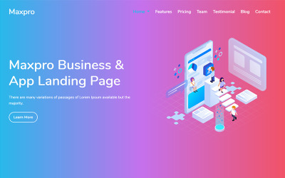 Reszponzív Maxpro - Business & App Landing Page Template Nyítóoldal sablon 115416