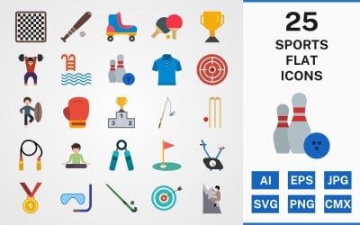 25 SPORT OCH SPEL FLAT PACK Ikonuppsättning