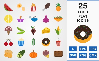 25 Voedsel FLAT PACK Icon Set