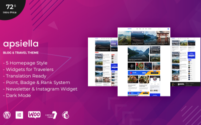 "Apsiella - Travel & Blog" thème WordPress adaptatif #115554