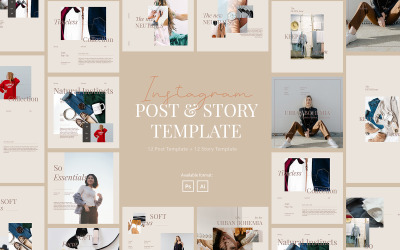 Beauty Fashion Instagram Post &amp;amp; Story Template for Social Media