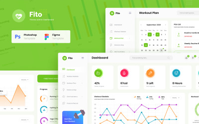 Fito - Fitness Website Admin Dashboard UI Figma & PSD Template UI elemek 115540