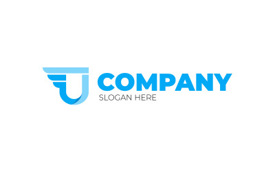 Синий шаблон логотипа U + Free PSD