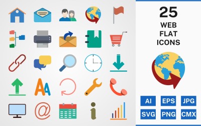 25 Web FLAT PACK Icon Set