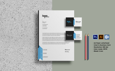 Company Letterhead and Business Card - Corporate Identity Template