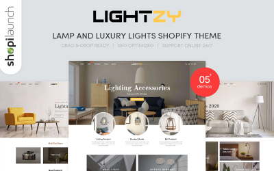 "Lightzy - Lamp and Luxury Lights Responsive Shopify Theme" thème Shopify adaptatif #115712