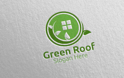 Plantilla de logotipo de techo verde 42 de bienes raíces
