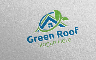 Real estate Green Roofing 40 Logo Template