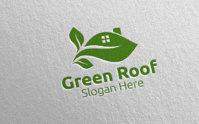 Modèle de logo de toit vert immobilier 43