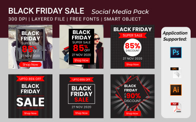 Black Friday Square Banner Mall volym - 10 för sociala medier