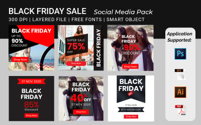 Black Friday Square Banner Mall volym - 9 för sociala medier