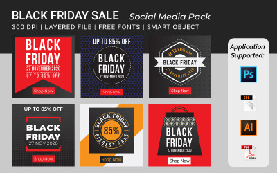 Black Friday Square Banner Vorlage Band - 11 für Social Media