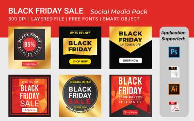 Black Friday Square Banner Vorlage Band - 13 für Social Media