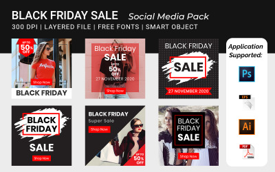 Black Friday Square Banner Vorlage Band - 8 für Social Media
