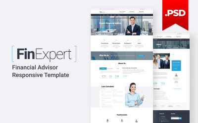 FinExpert - Responsiv webbplats för PSD-mall för finansiell rådgivare