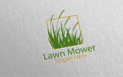 Modelo de logotipo para cortador de grama, jardineiro, corte 10