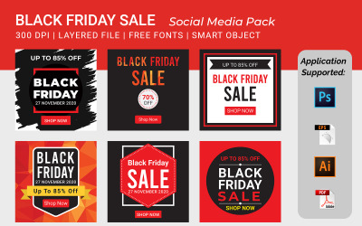 Volume del modello di banner quadrato del Black Friday - 11 per i social media