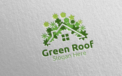 Modèle de logo de toiture verte immobilière 52