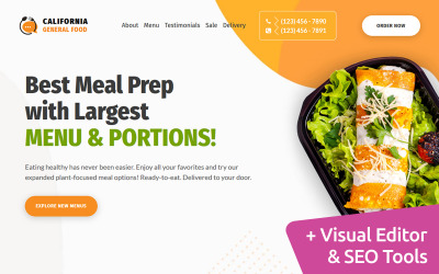 Reszponzív Meal Prep MotoCMS Nyítóoldal sablon 115853
