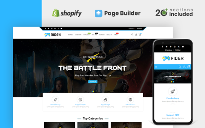 Reszponzív Ridex Game Store Shopify sablon 115845
