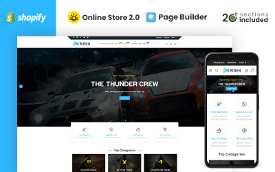 Tema di Shopify del negozio di giochi Ridex